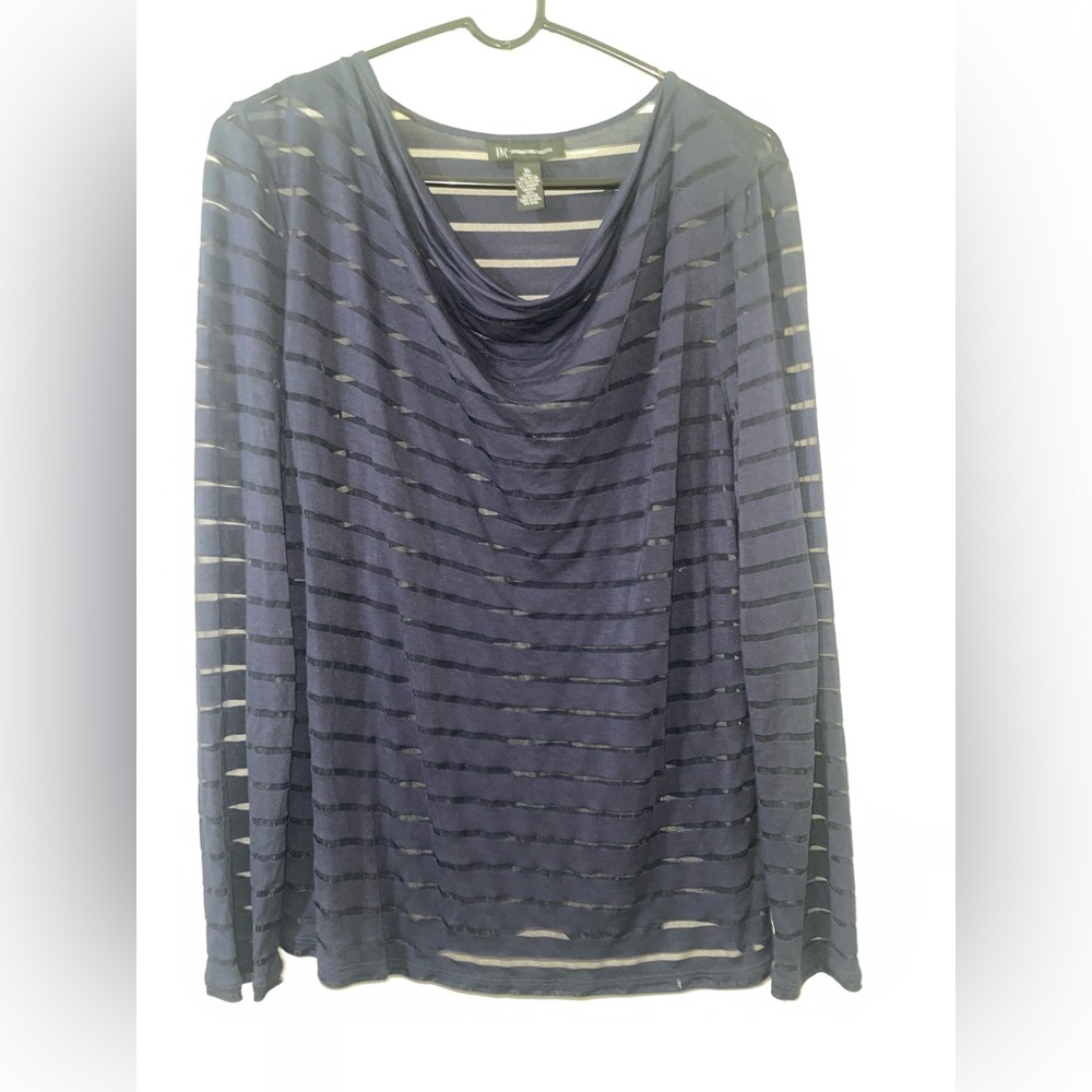 INC International Concepts Navy Striped Top / Blouse